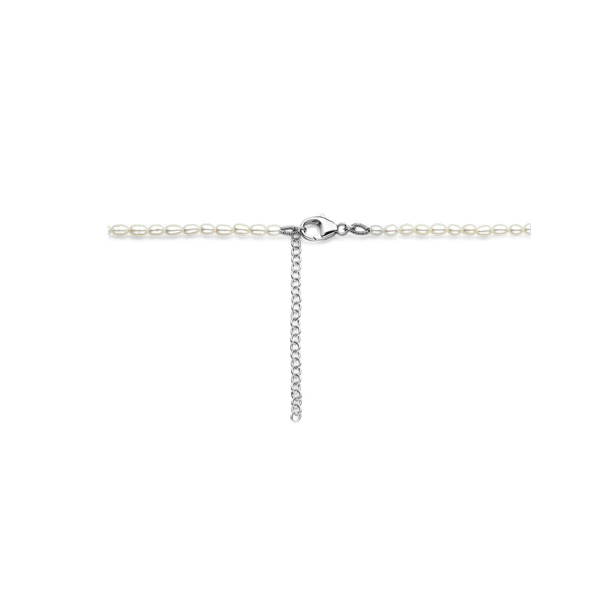 Collar de mujer de plata con perlas rodiadas