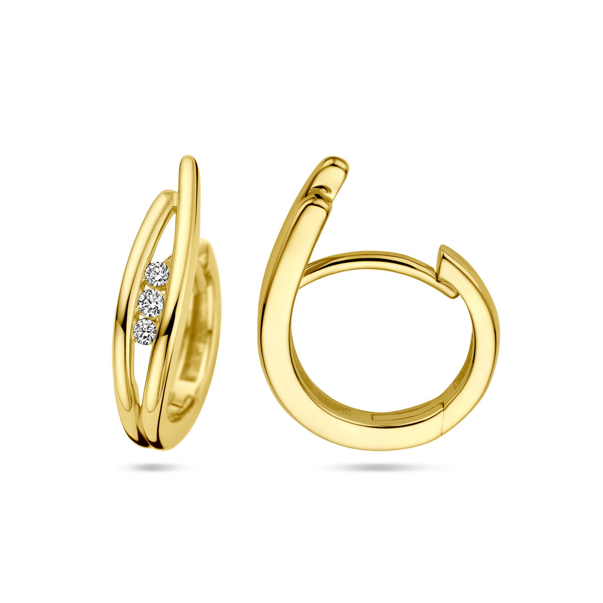 aros con diamantes 0.10ct (2x 0.05ct) h si 14K oro amarillo