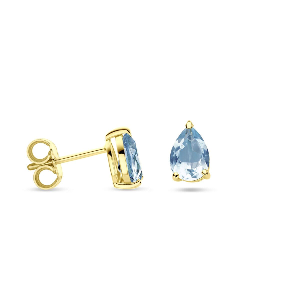 pendientes de botón topacio azul 14K oro amarillo