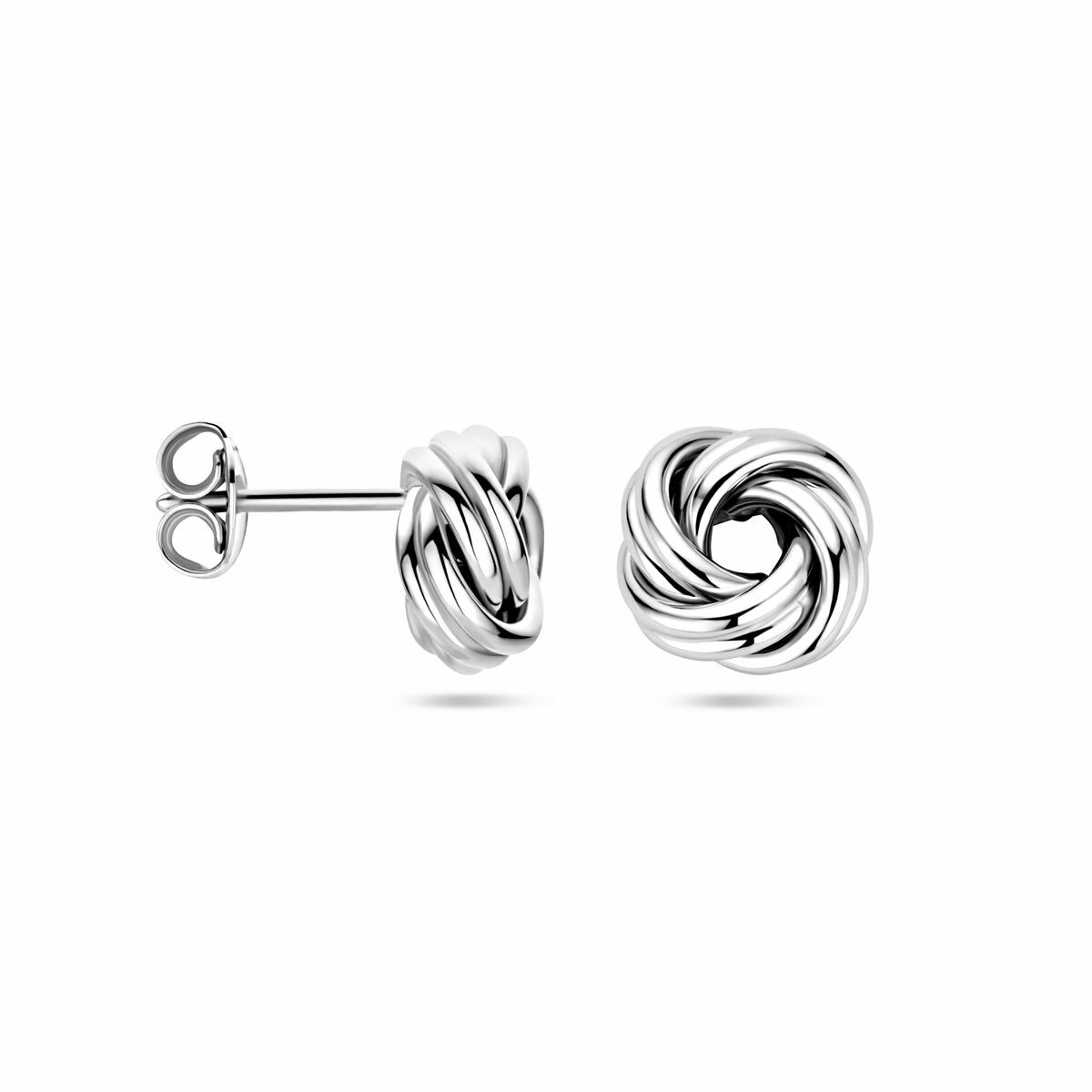 pendientes de botón plata rodiado