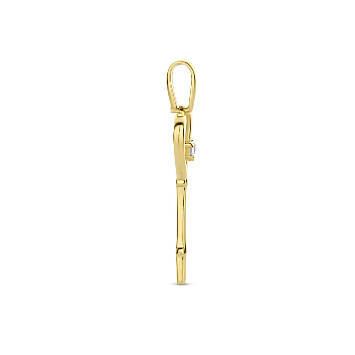 colgante corazón y llave zirconia 14K oro amarillo