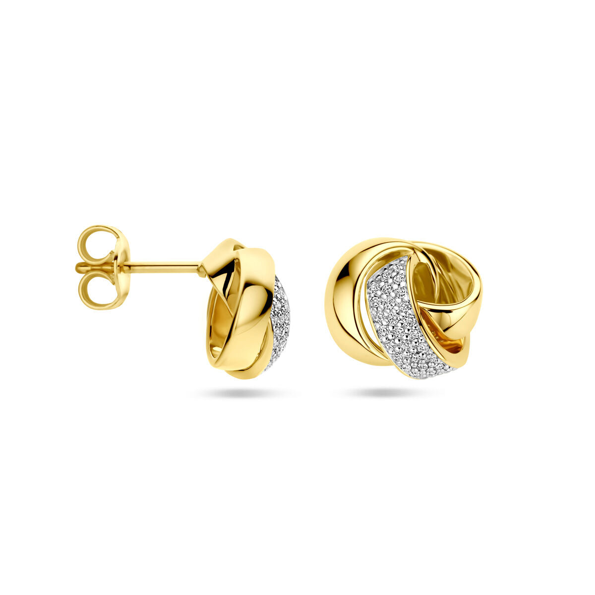 pendientes de botón diamante 0.19ct (2x 0.095ct) h si 14K oro amarillo