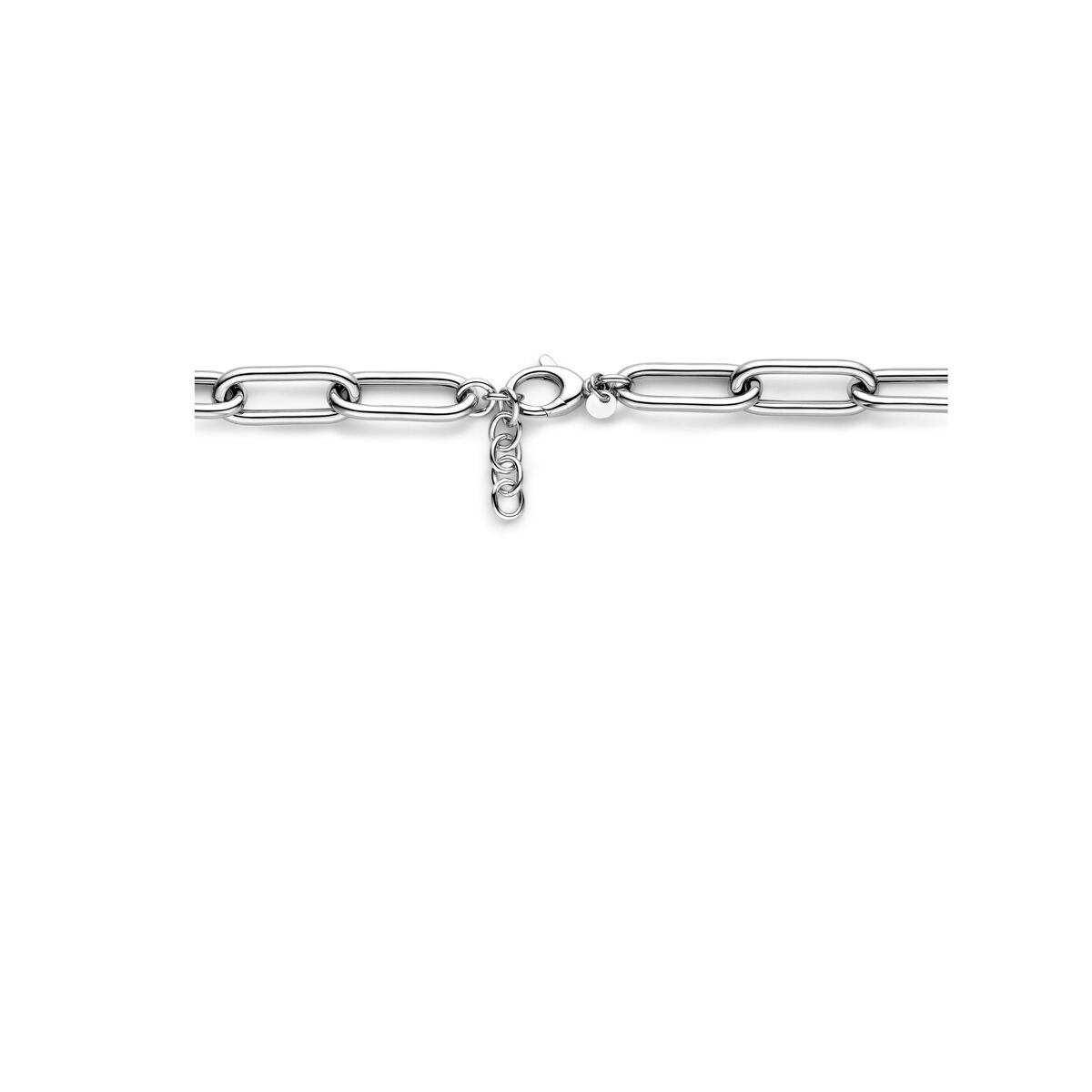collar paperclip tubo redondo 11,5 mm 43 + 3,5 cm plata rodiada