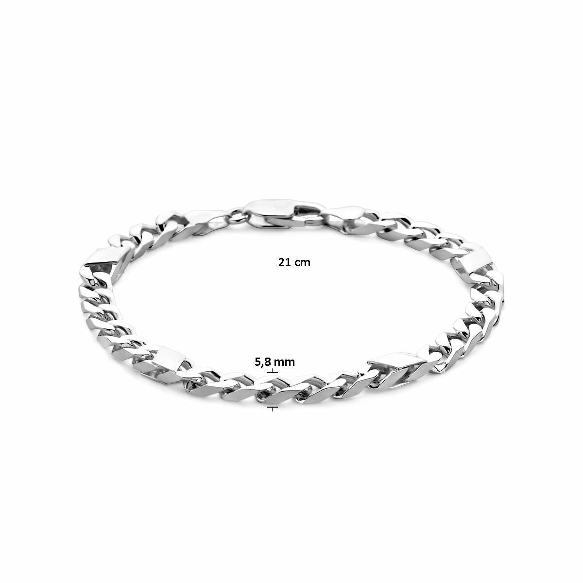 Pulsera de plata de hombre gourmette con separador 5,8 mm
