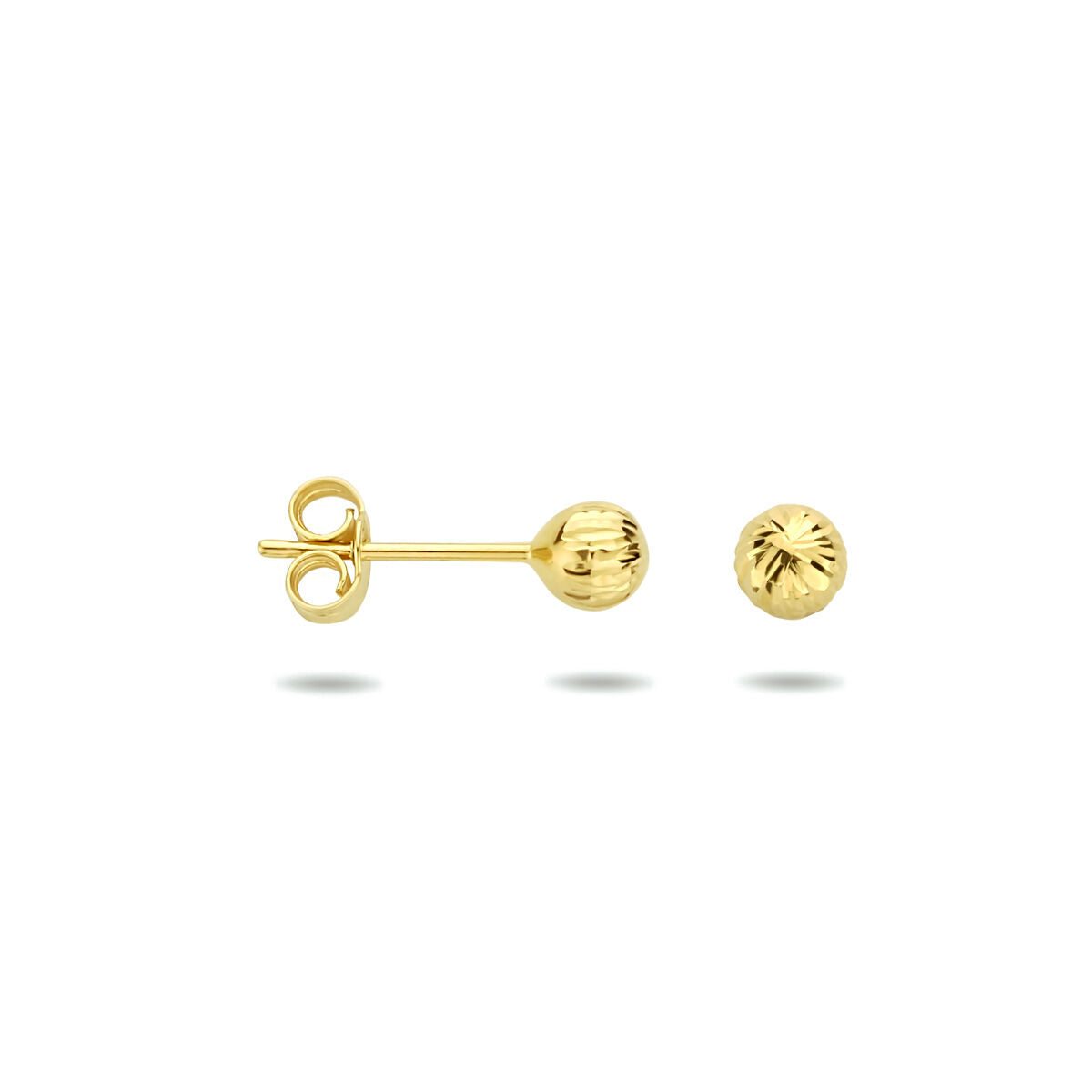 pendientes de botón bolita diamantada 14K oro amarillo