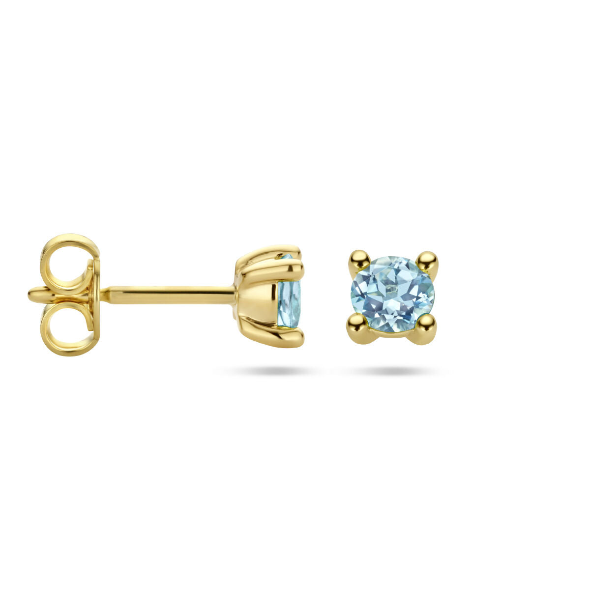 pendientes de botón topacio azul 14K oro amarillo