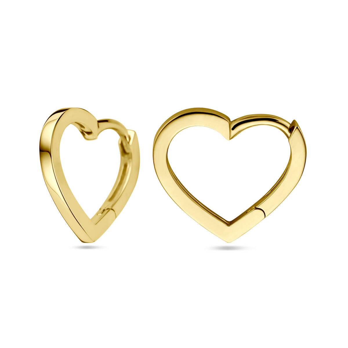 Pendientes de aro en forma de corazón de 14K en oro amarillo.