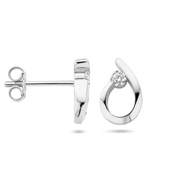oorknoppen druppel zirkonia zilver gerhodineerd