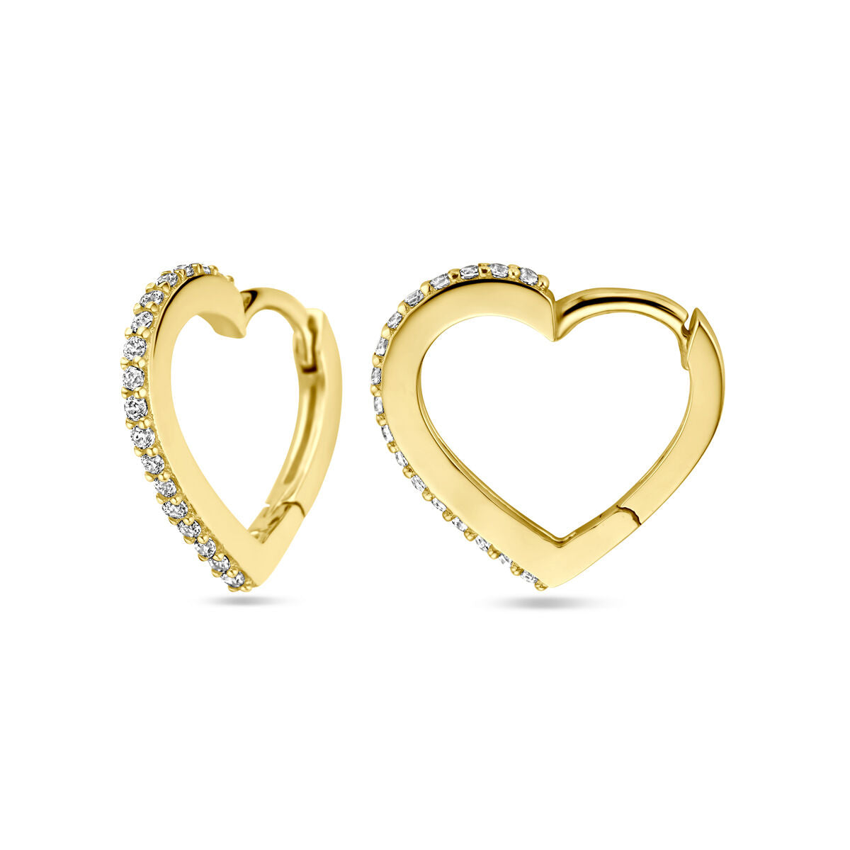 aros corazones circonita 14K oro amarillo
