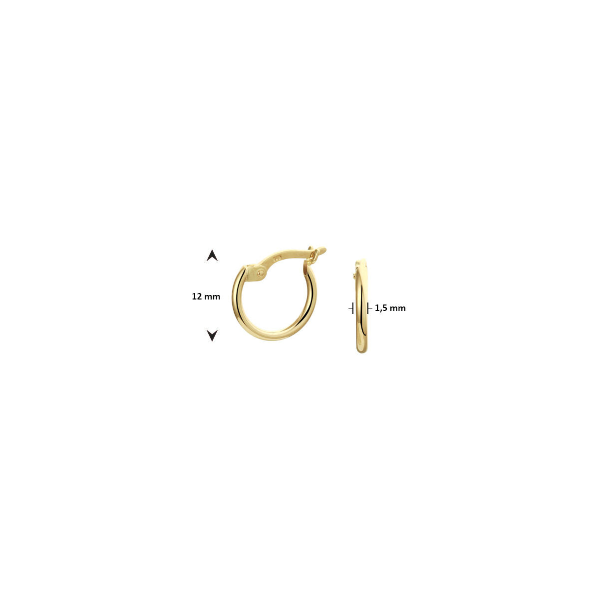 aro 12 mm por pieza oro amarillo 14K