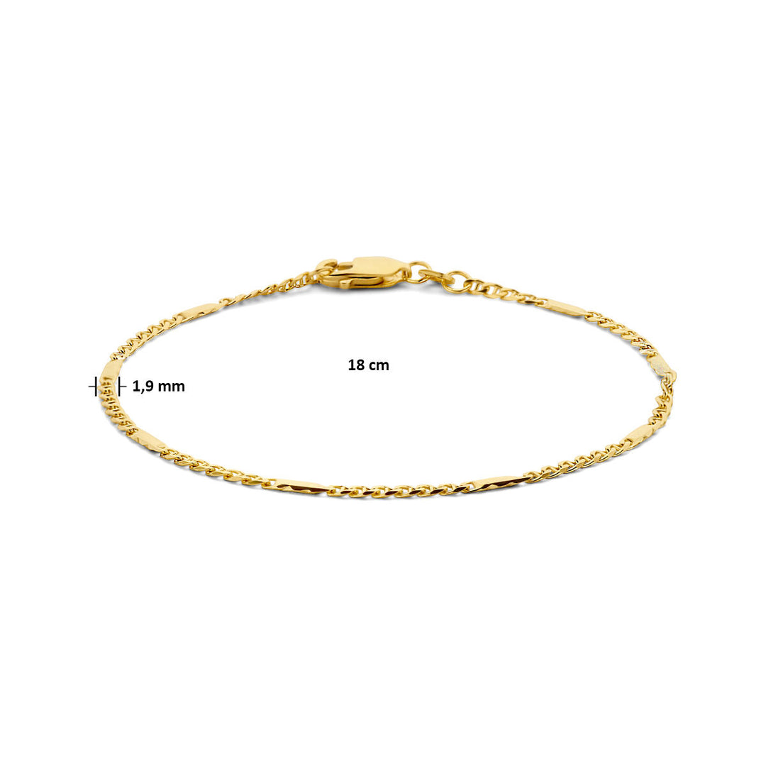 armband valkenoog met tussenstuk 1,9 mm 14K geelgoud