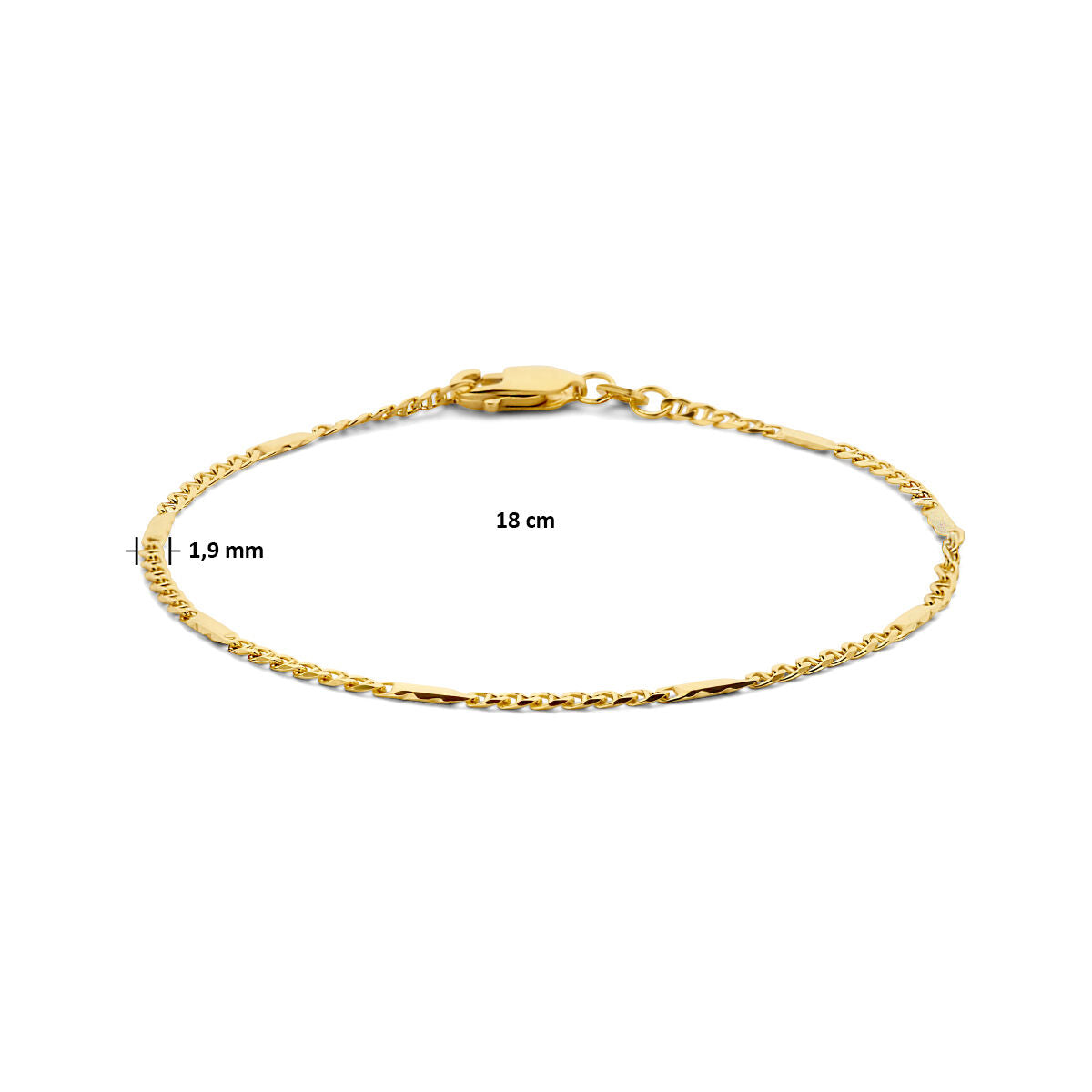 pulsera de ojo de halcón con separador 1,9 mm oro amarillo 14K