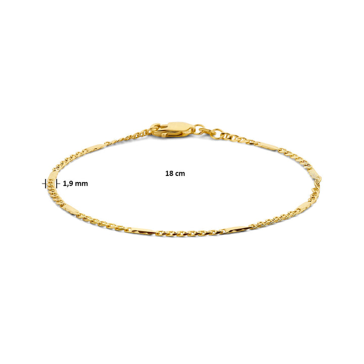 armband valkenoog met tussenstuk 1,9 mm 14K geelgoud