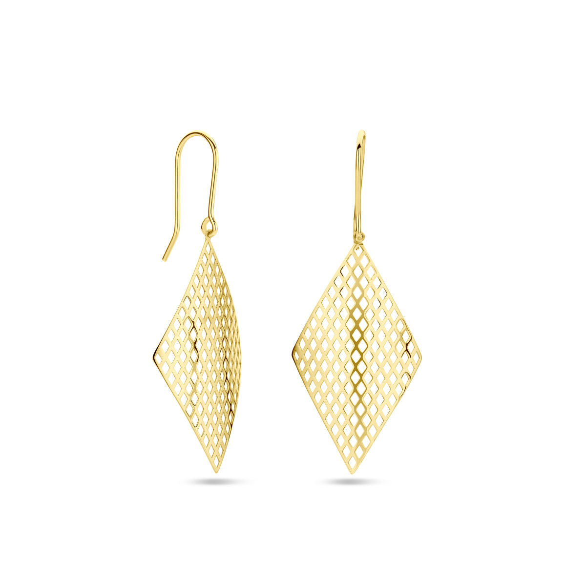 Colección Van der Kooij - pendientes de rombo gancho francés 14K oro amarillo