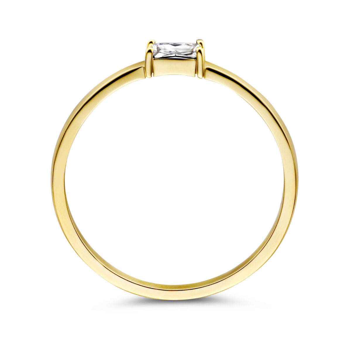 anillo con piedra de nacimiento circonita abril 14K oro amarillo