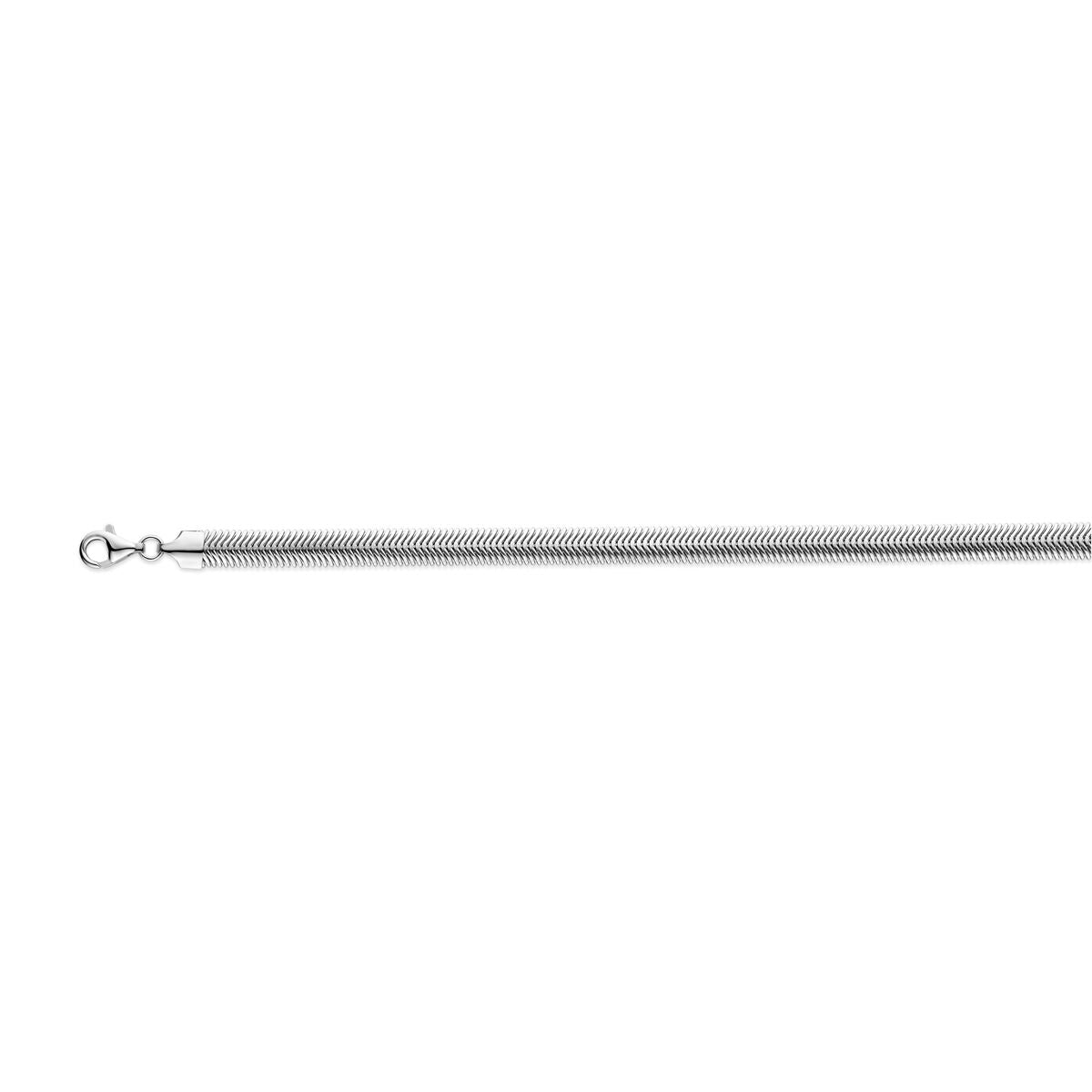 Pulsera de plata rhodinizada de 6,3 mm de grosor con cierre de langosta.