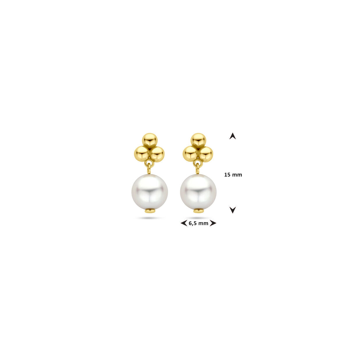 pendientes de botón perla 15 mm 14K oro amarillo