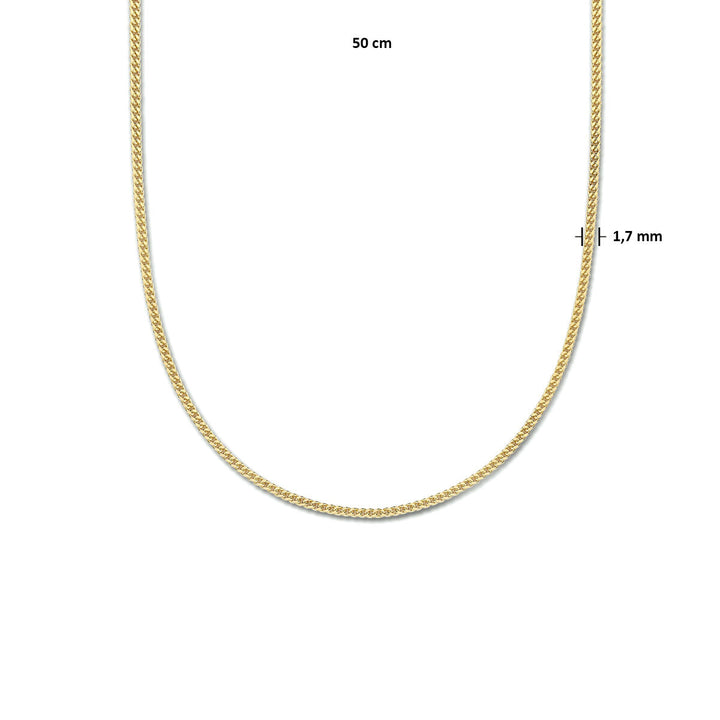 collier gourmette 4-zijdes geslepen 1,8 mm 3 micron zilver verguld (geel)