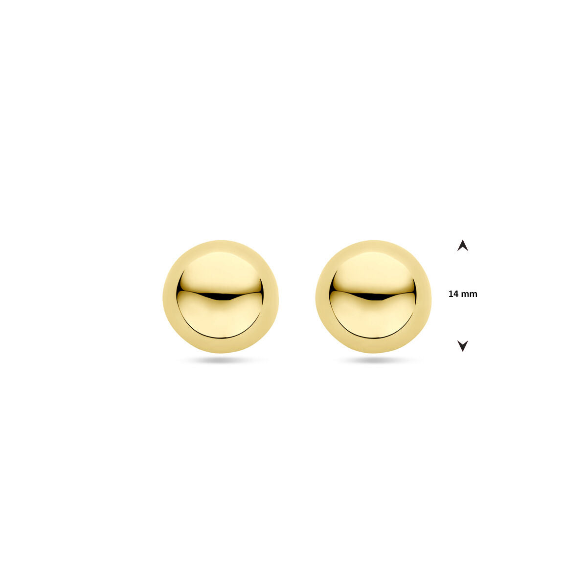 pendientes de botón media bola 14 mm 1 micrón plata chapado en oro amarillo