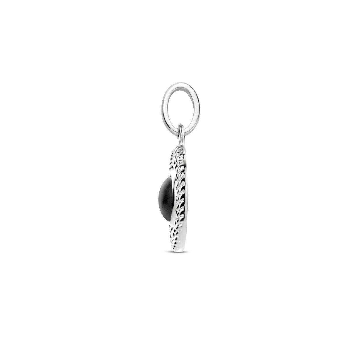 colgante redondo de ónice plata rodiada