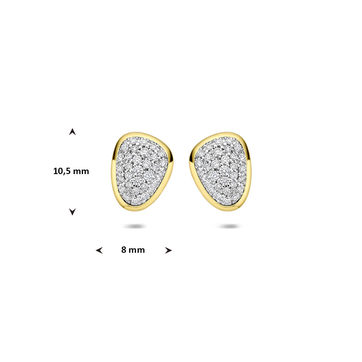 Pendientes de botón bicolor de 14k con diamante de 0.35ct