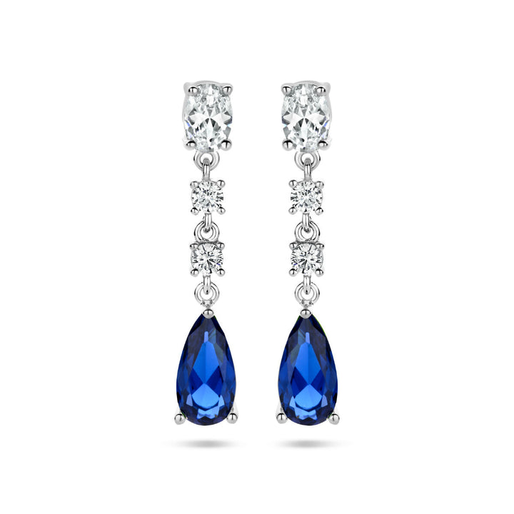 oorhangers saffierkleurig zirkonia zilver gerhodineerd