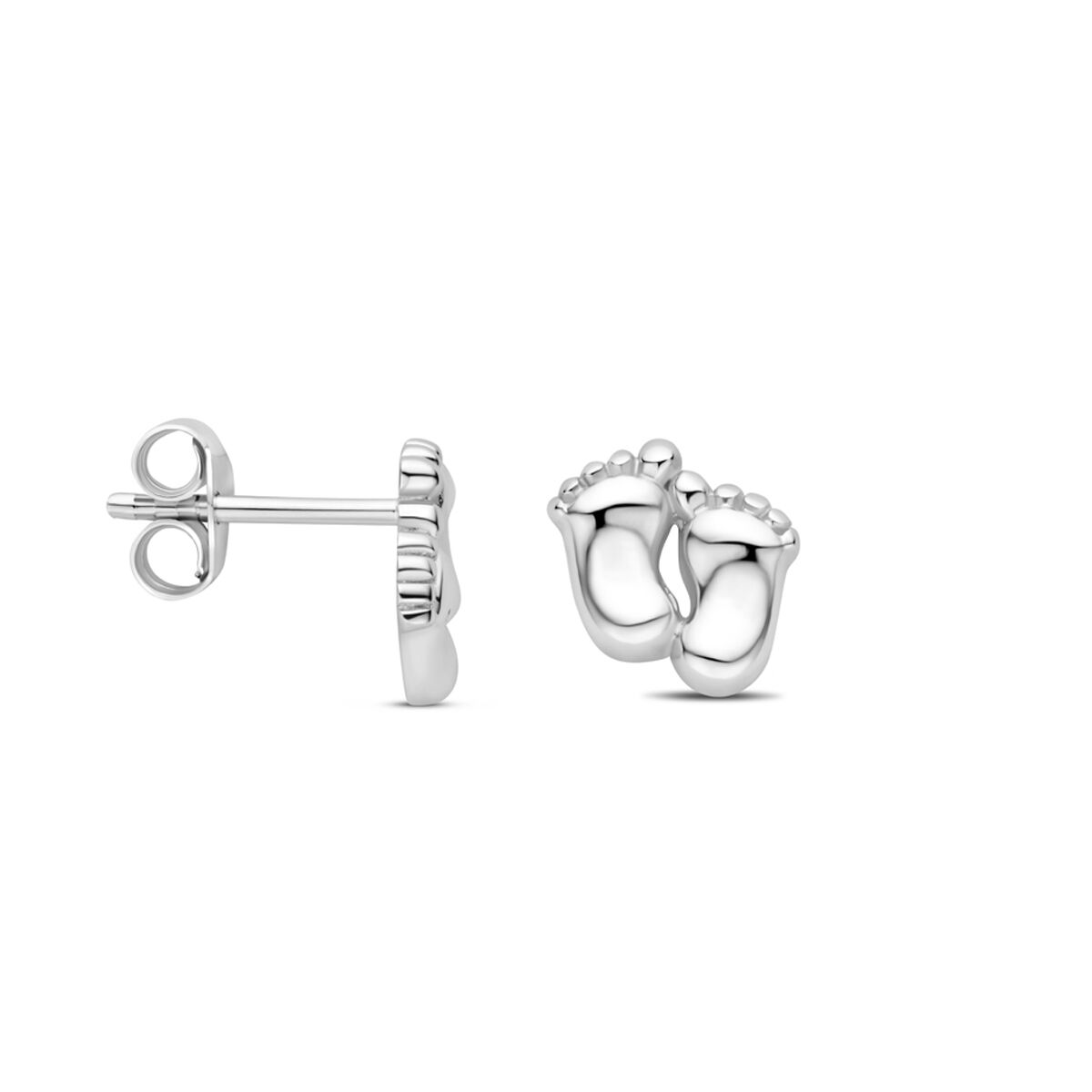 pendientes de botón piecitos 8 mm plata rodiado