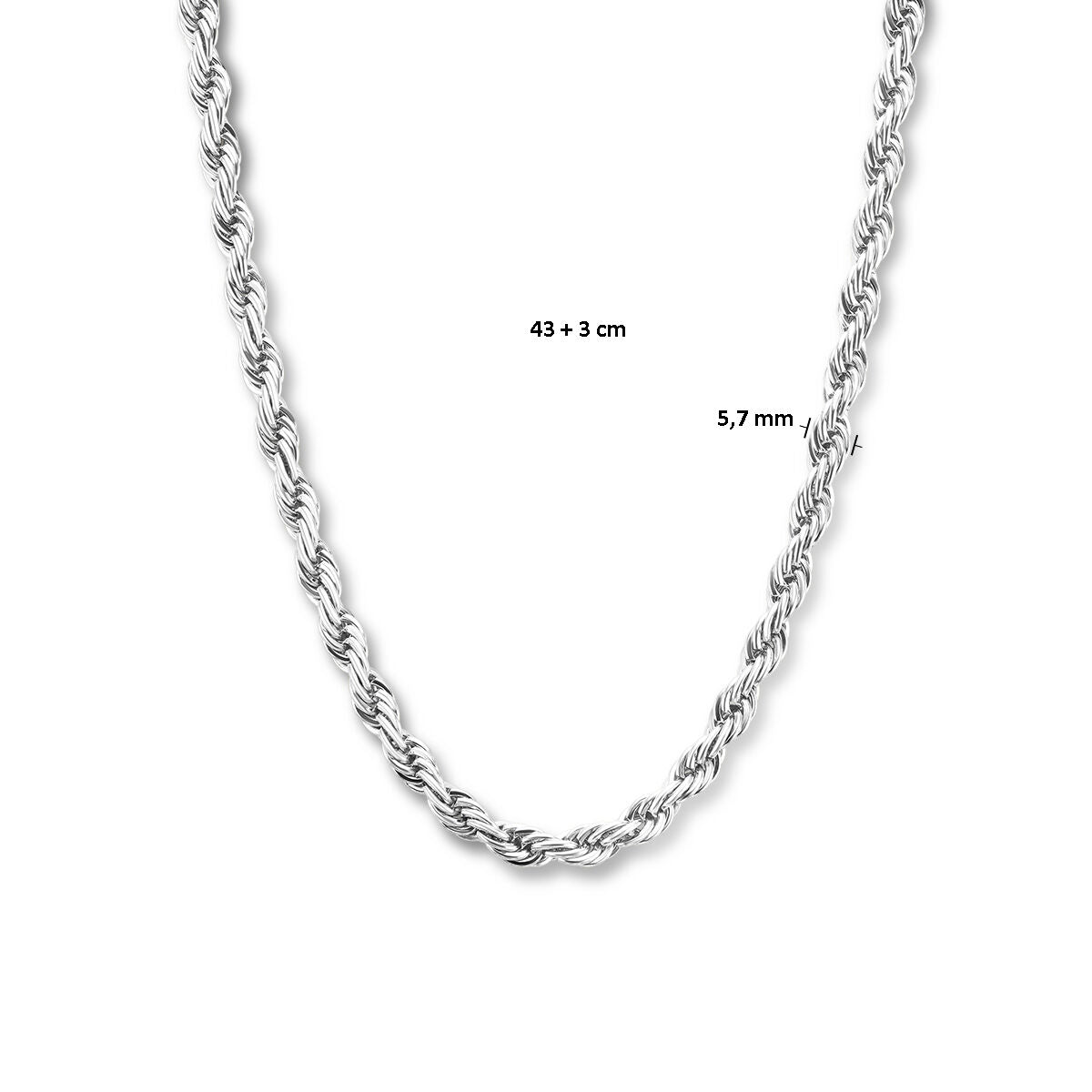 collar cordón 5,7 mm 43 + 3 cm acero inoxidable