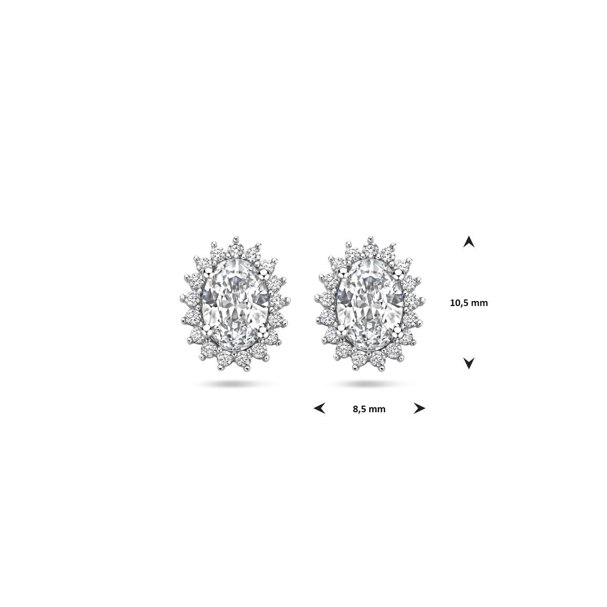pendientes de botón de zirconia 10,5 mm plata rodiada