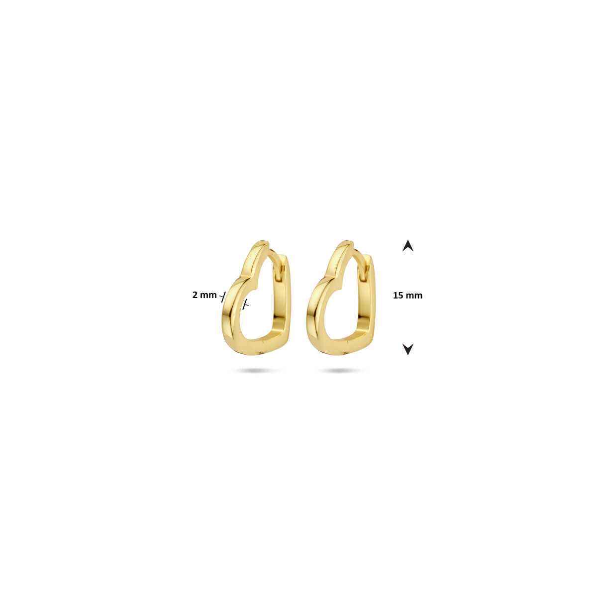 aros corazones 2 mm 1 micrón plata chapado en oro amarillo