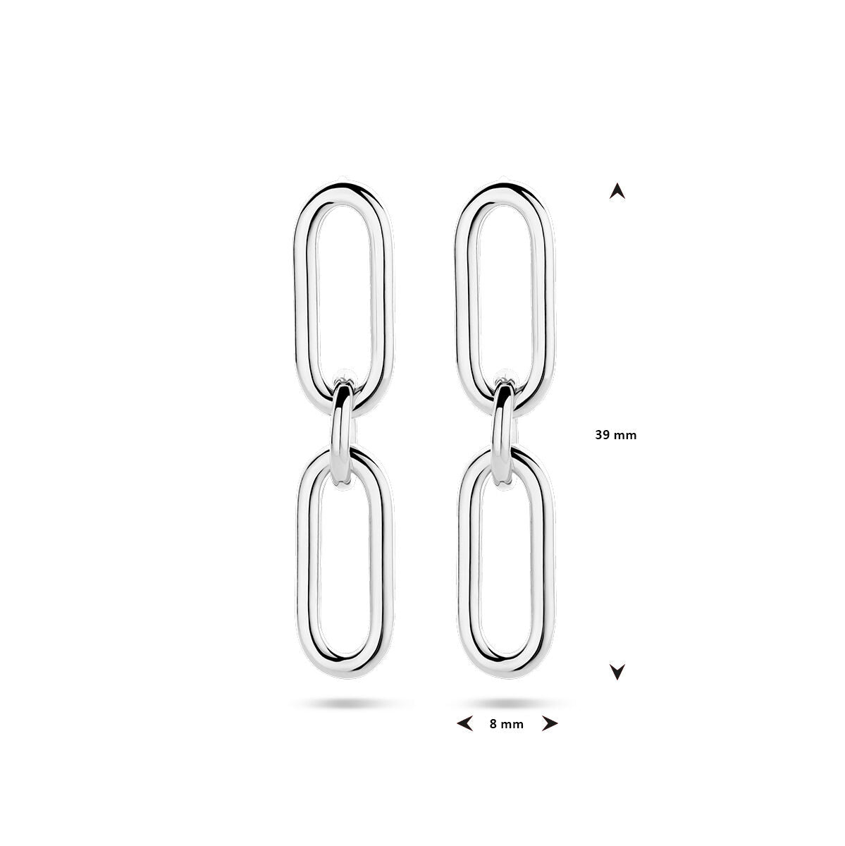pendientes paperclip tubo redondo plata rodiado