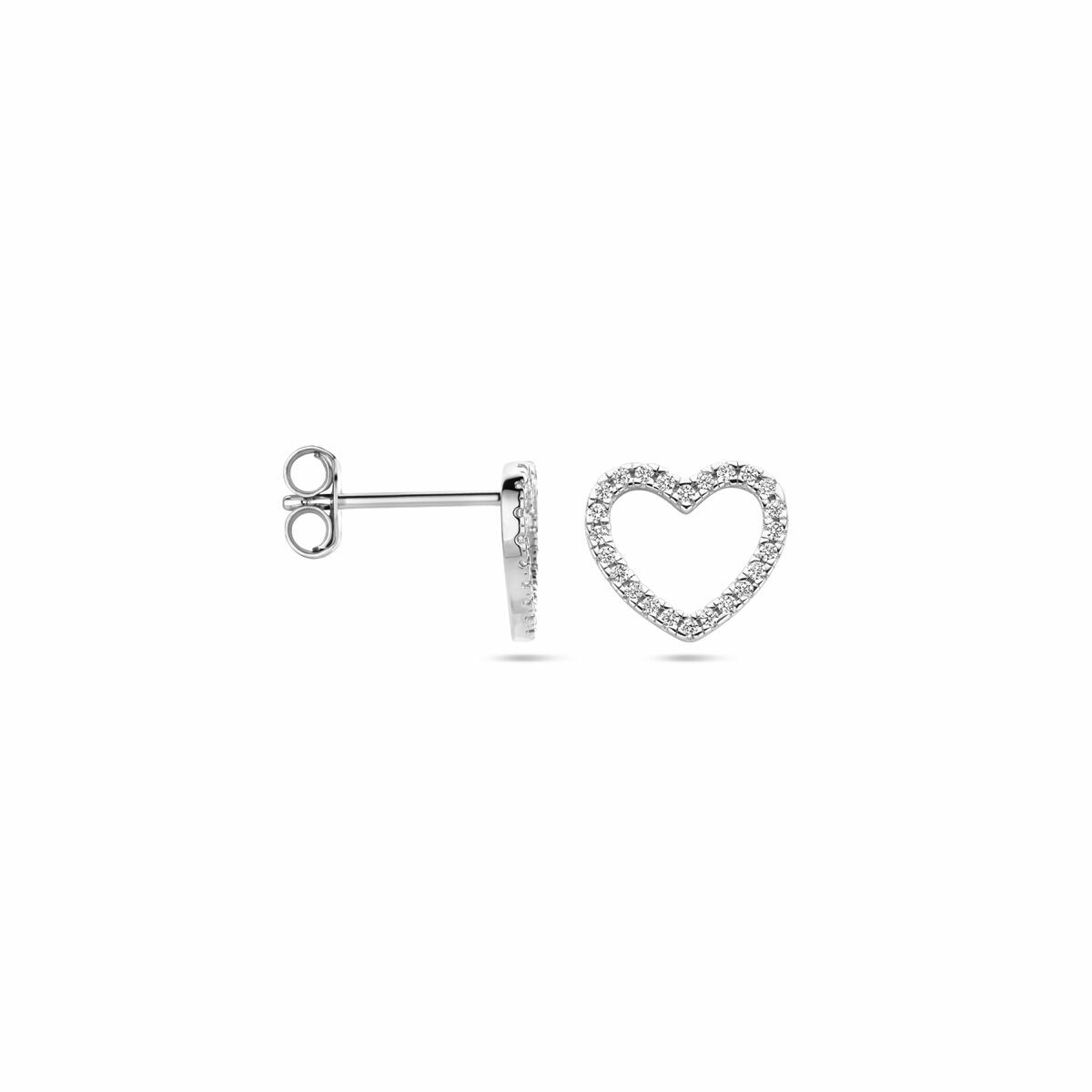 pendientes de botón corazón circonita 10 mm plata rodiada