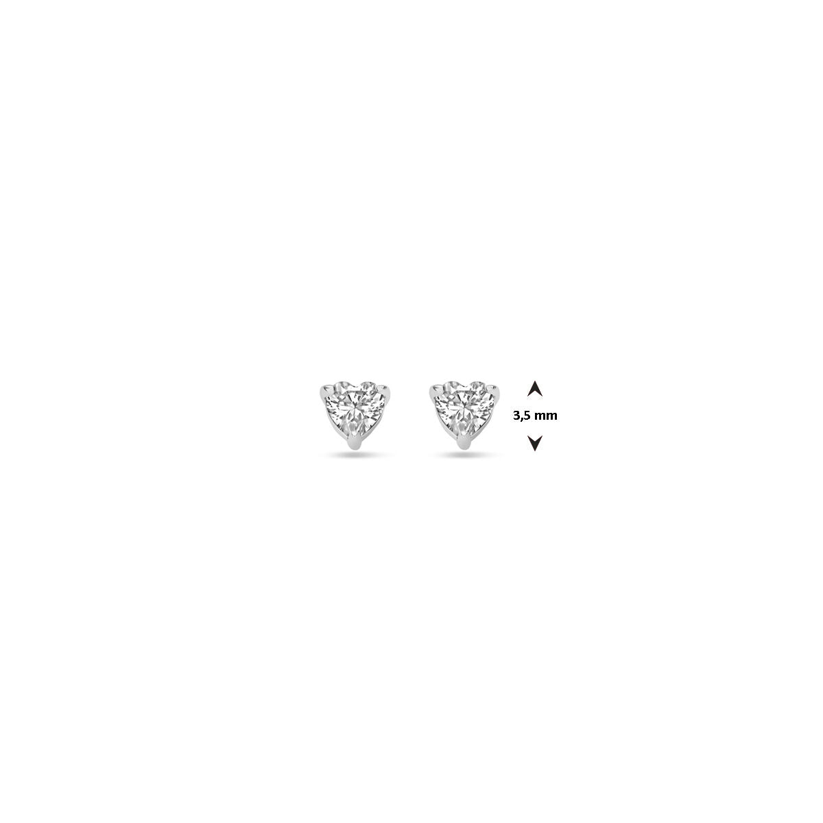 pendientes de botón corazón circonita 3,5 mm plata rodiada