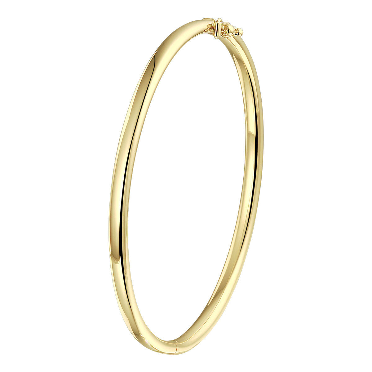 Brazalete ovalado de 4,0 mm en oro amarillo de 14 quilates con cierre de bisagra.