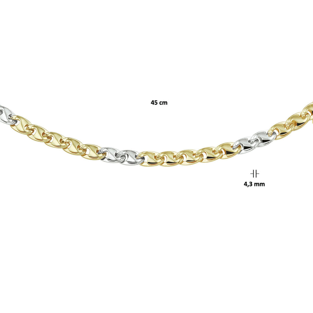 collar 4,3 mm 14K bicolor oro amarillo/blanco