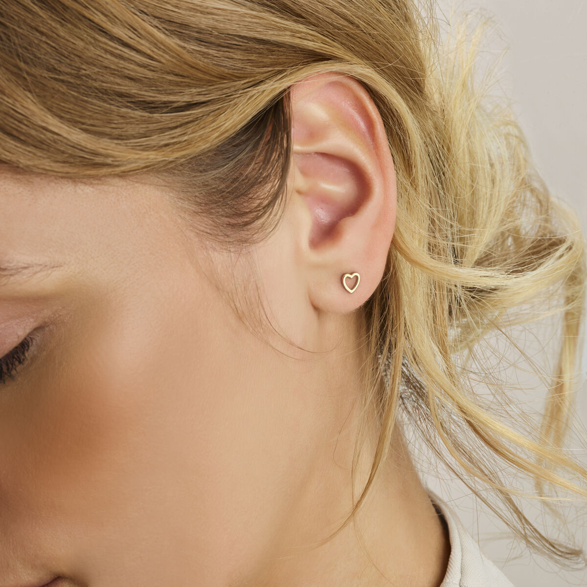 pendientes de botón corazón 6 mm 14K oro amarillo