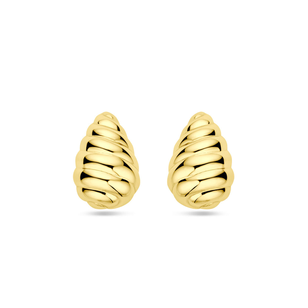 Pendientes de oro amarillo con diseño en espiral.
