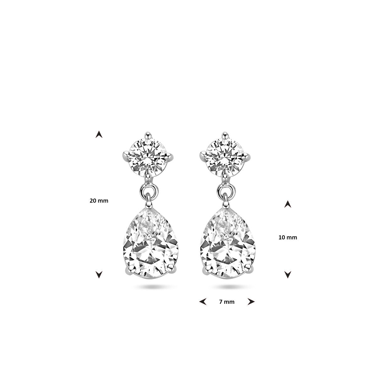 pendientes de zircón 20 mm plata rodiada