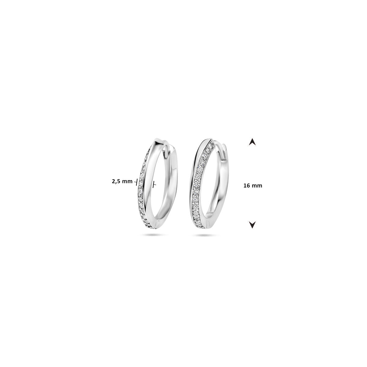 aros de zirconia 16 mm plata rodiada