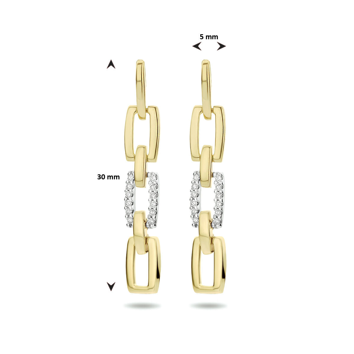 pendientes diamante 0.10ct (2x0.05ct) h si oro bicolor amarillo/blanco 14K
