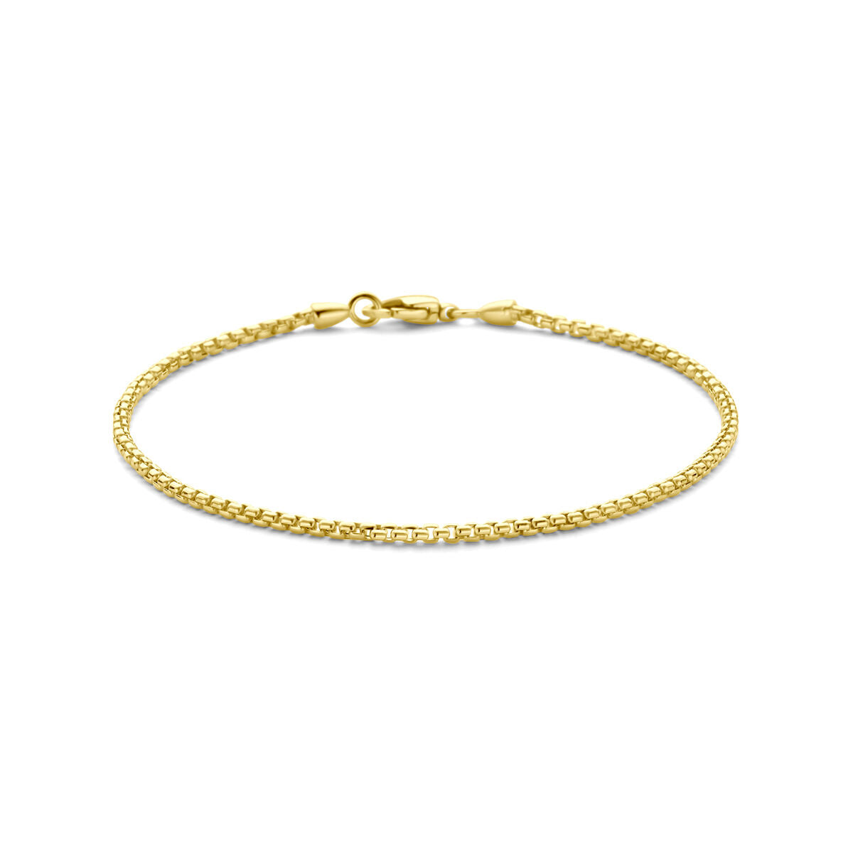 Pulsera de oro amarillo veneciana con eslabones redondeados de 14K.
