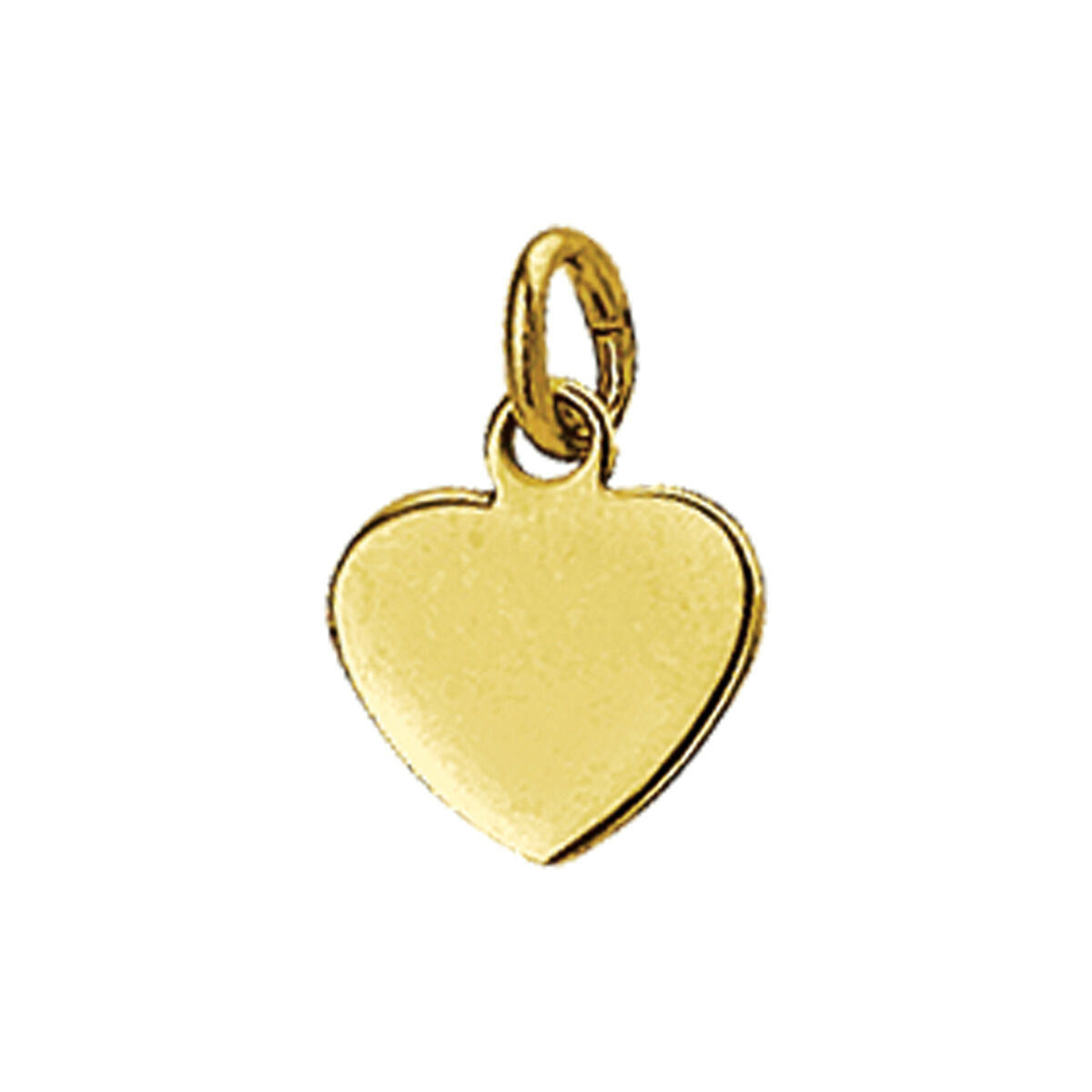Colgante en forma de corazón de oro amarillo de 14 quilates, con superficie lisa y brillante.