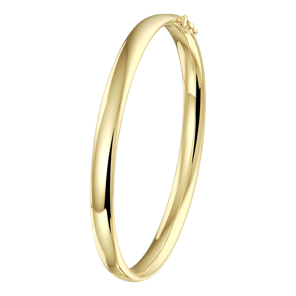 Brazalete ovalado de 14K en oro amarillo con un acabado pulido y bisagra.