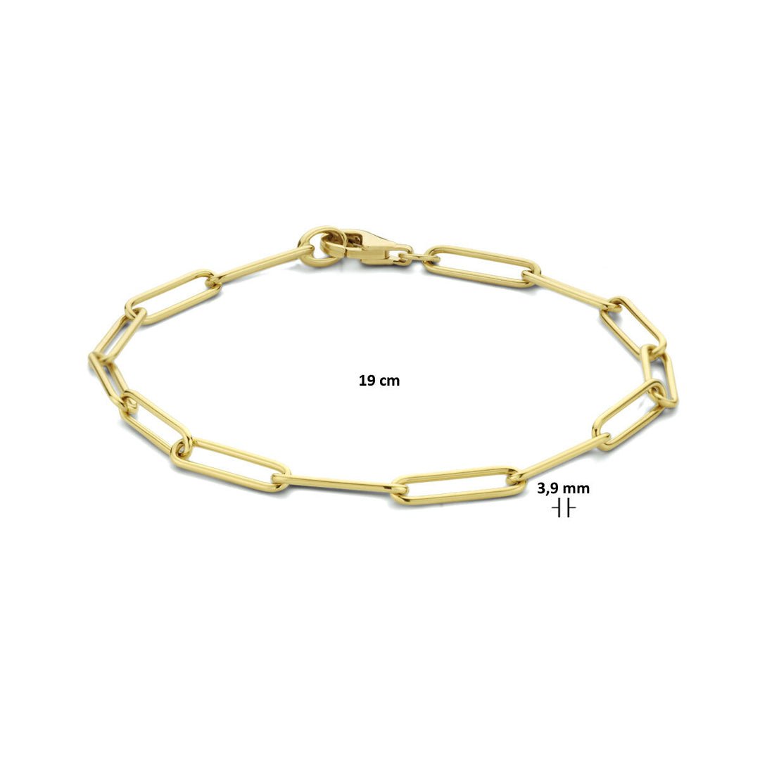 armband paperclip rond massief 3,9 mm 19 cm 14K geelgoud