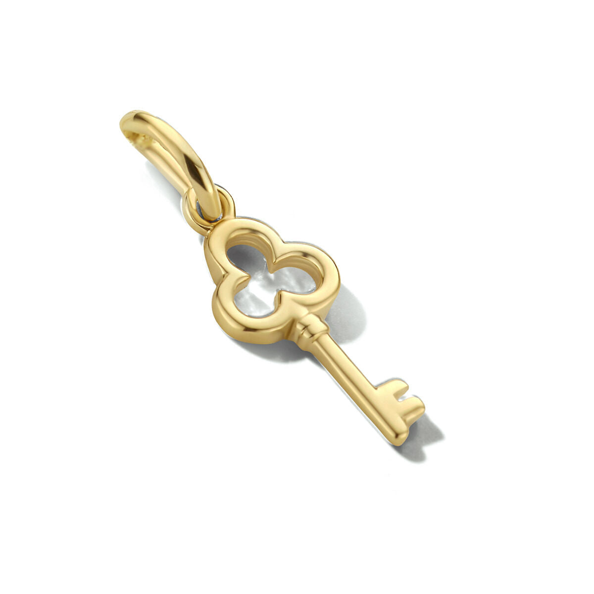 Colgante en forma de llave de oro amarillo de 14 quilates con detalles delicados.
