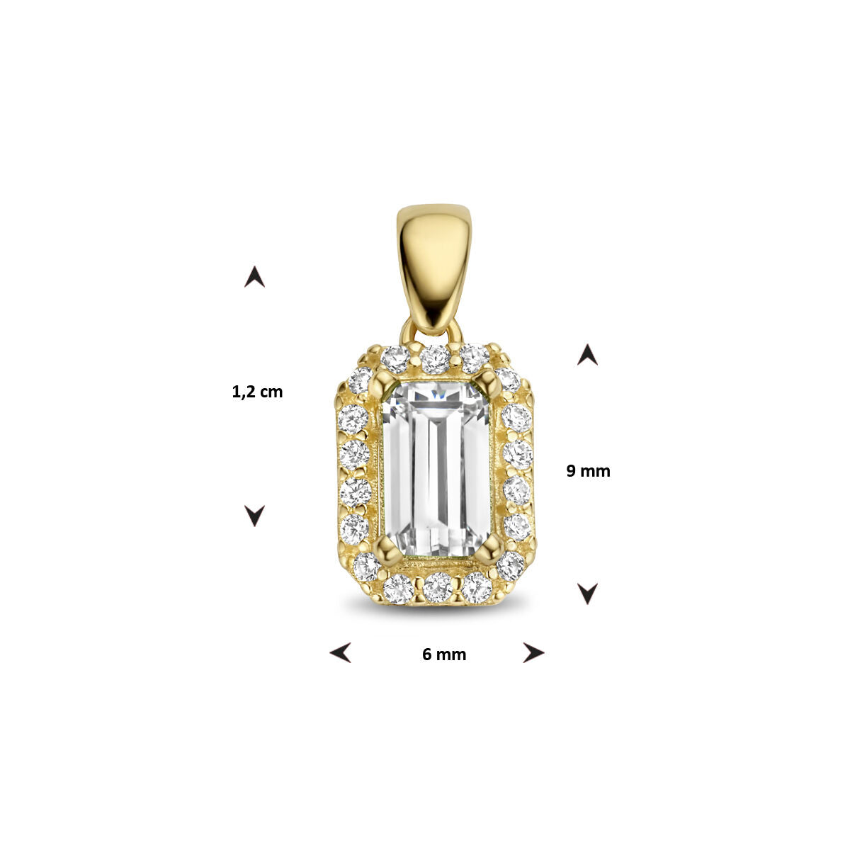 colgante de circonita halo 14K oro amarillo