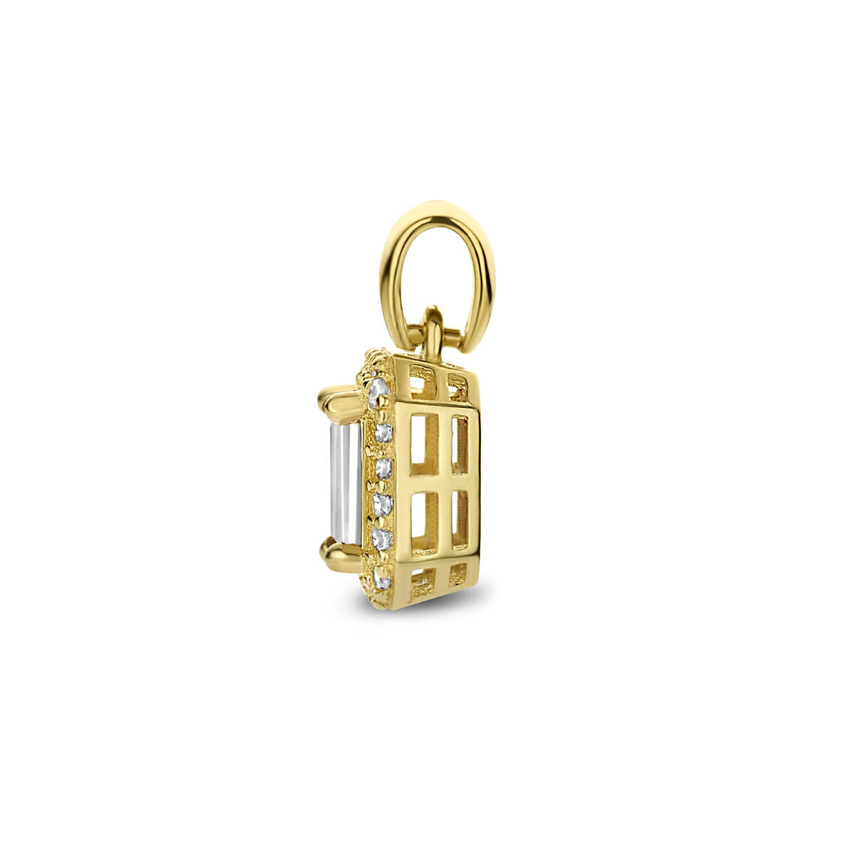 colgante de circonita halo 14K oro amarillo