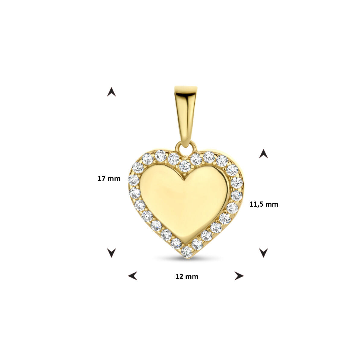 colgante corazón circonita 14K oro amarillo