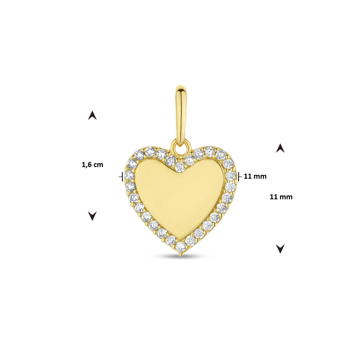 colgante corazón zirconia 14K oro amarillo