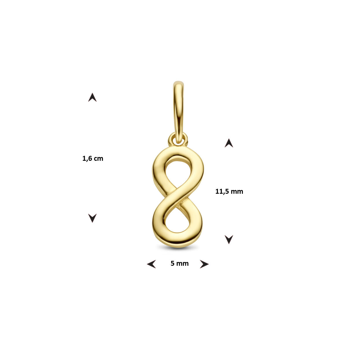 colgante infinito en oro amarillo 14K